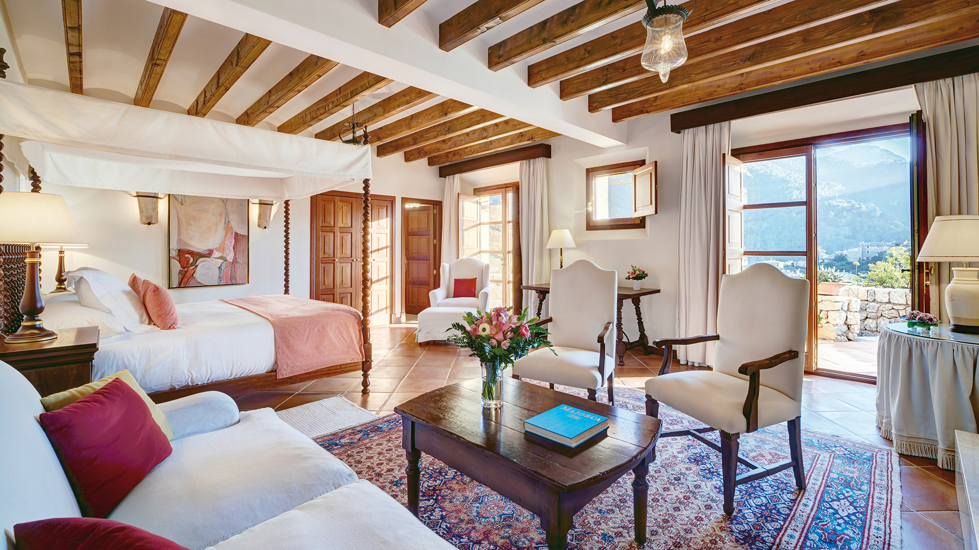 Europe, Spain, Mallorca, La Residencia A Belmond Hotel Mallorca, Beamed Suite