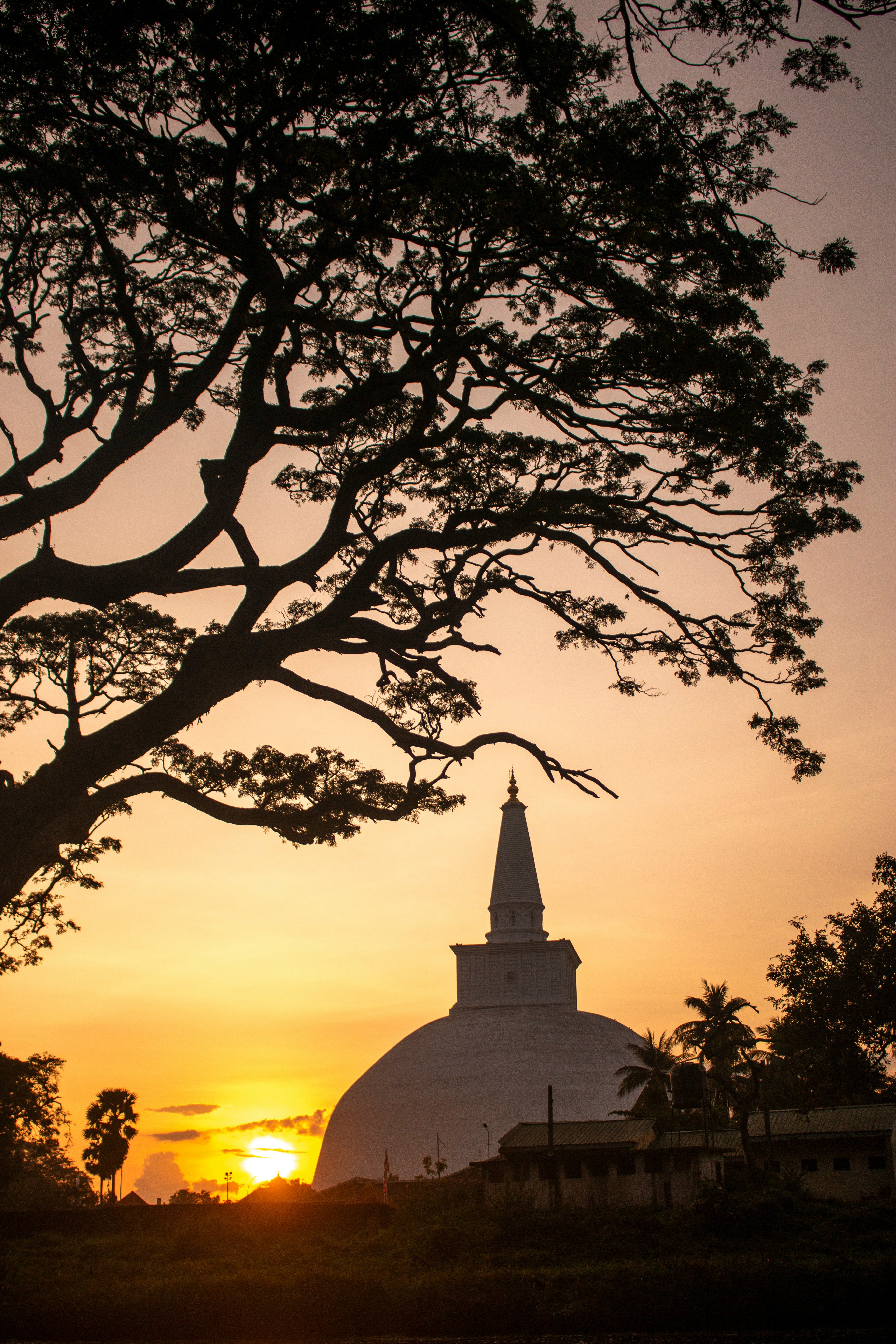 A temple in Anuradhapura at sunset