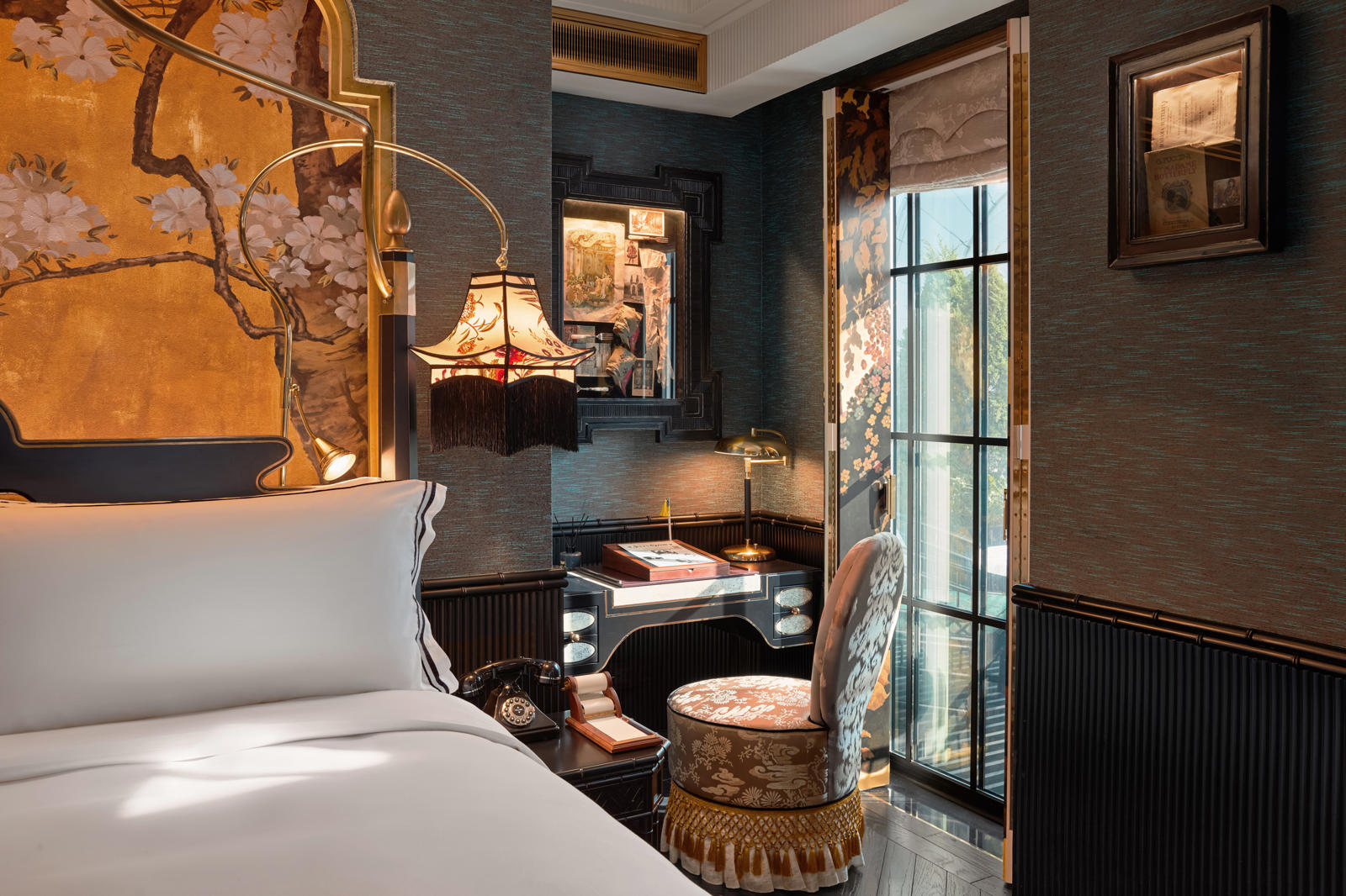 Asia, Vietnam, Hanoi, Capella Hanoi, Grand Opera Suite Madama Butterfly, desk by the window 