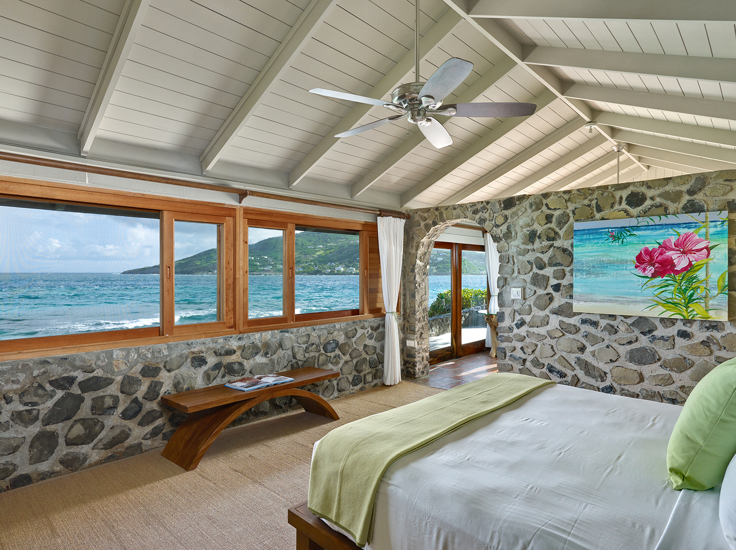 Caribbean, St Vincent & The Grenadines, Petit St Vincent, Bedroom with view