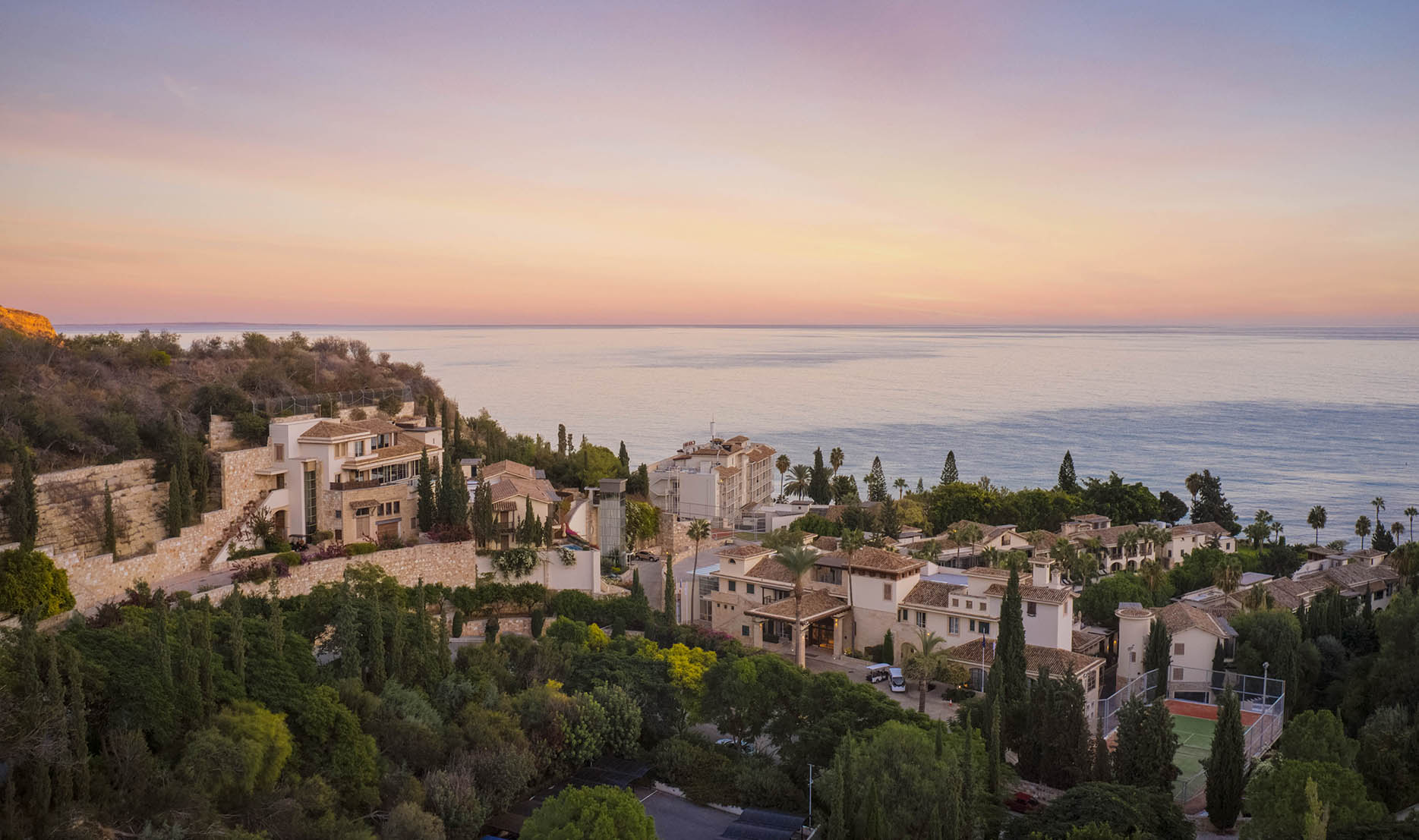 Europe, Cyprus, Columbia Beach Resort, sunset view over resort