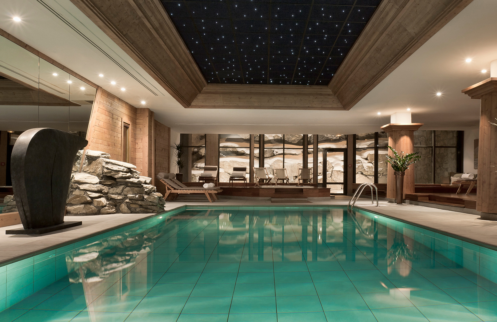 Ski & Snow. France, Val D'Isere, Les Barmes De l'Ours, Pool and loungers