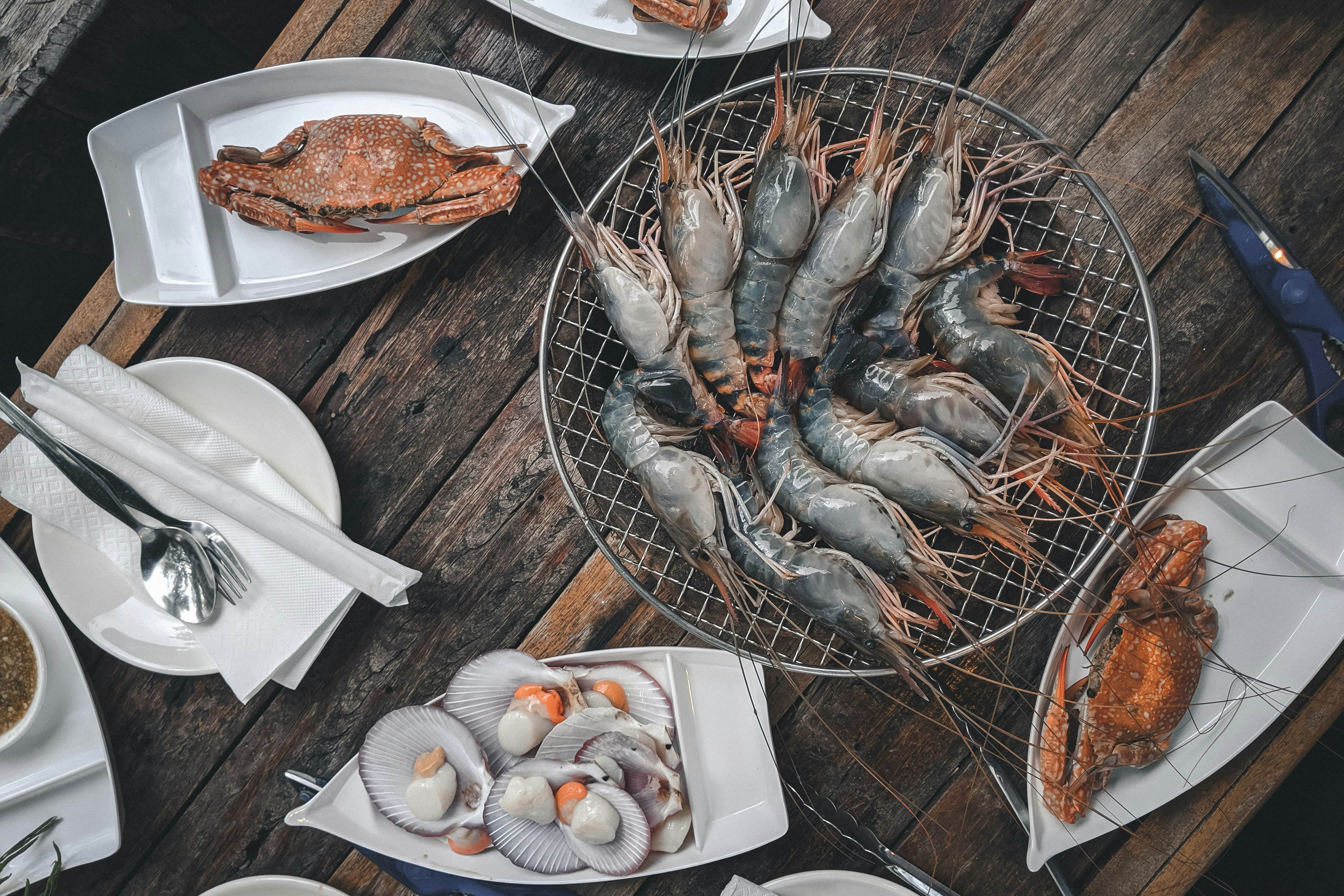 Seafood platter with prawns crab and scallops