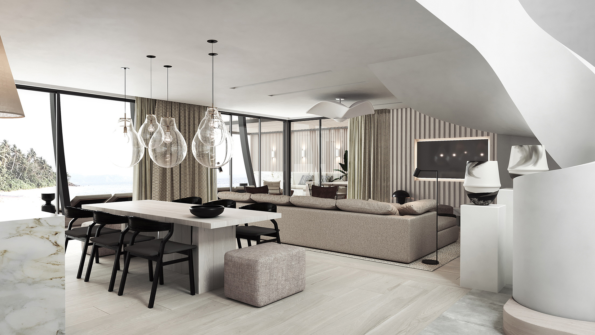 Indian Ocean, Mauritius, LUX* Grand Baie, LUX Grand Beach Pool Villa Dining and Living Area