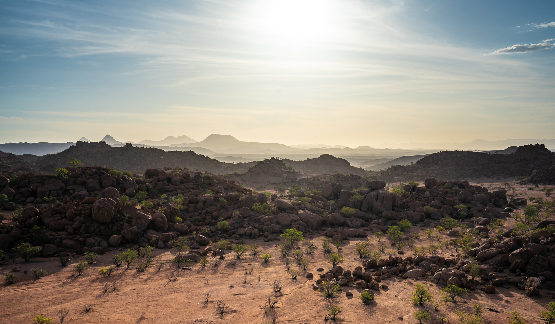 An aerial view of a rocky landscape