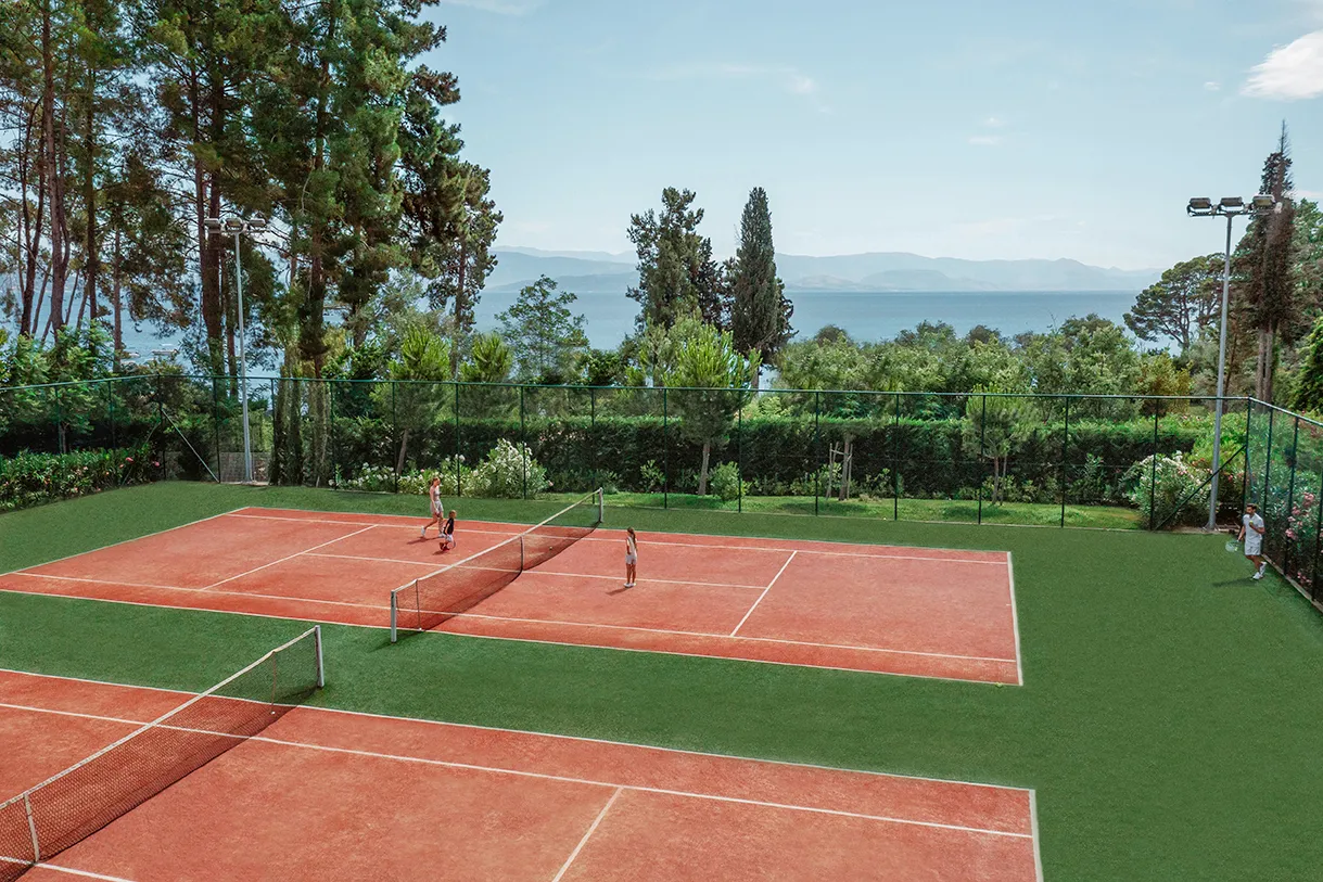 Europe, Greece, Corfu, Ikos Dassia, tennis courts