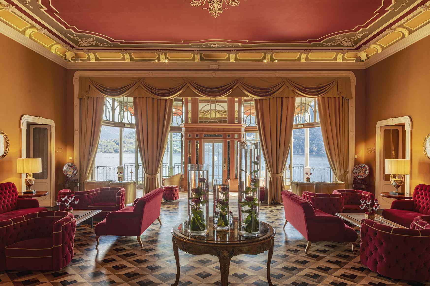 Europe, Italy, Italian Lakes, Lake Como, Grand Hotel Tremezzo, Lobby