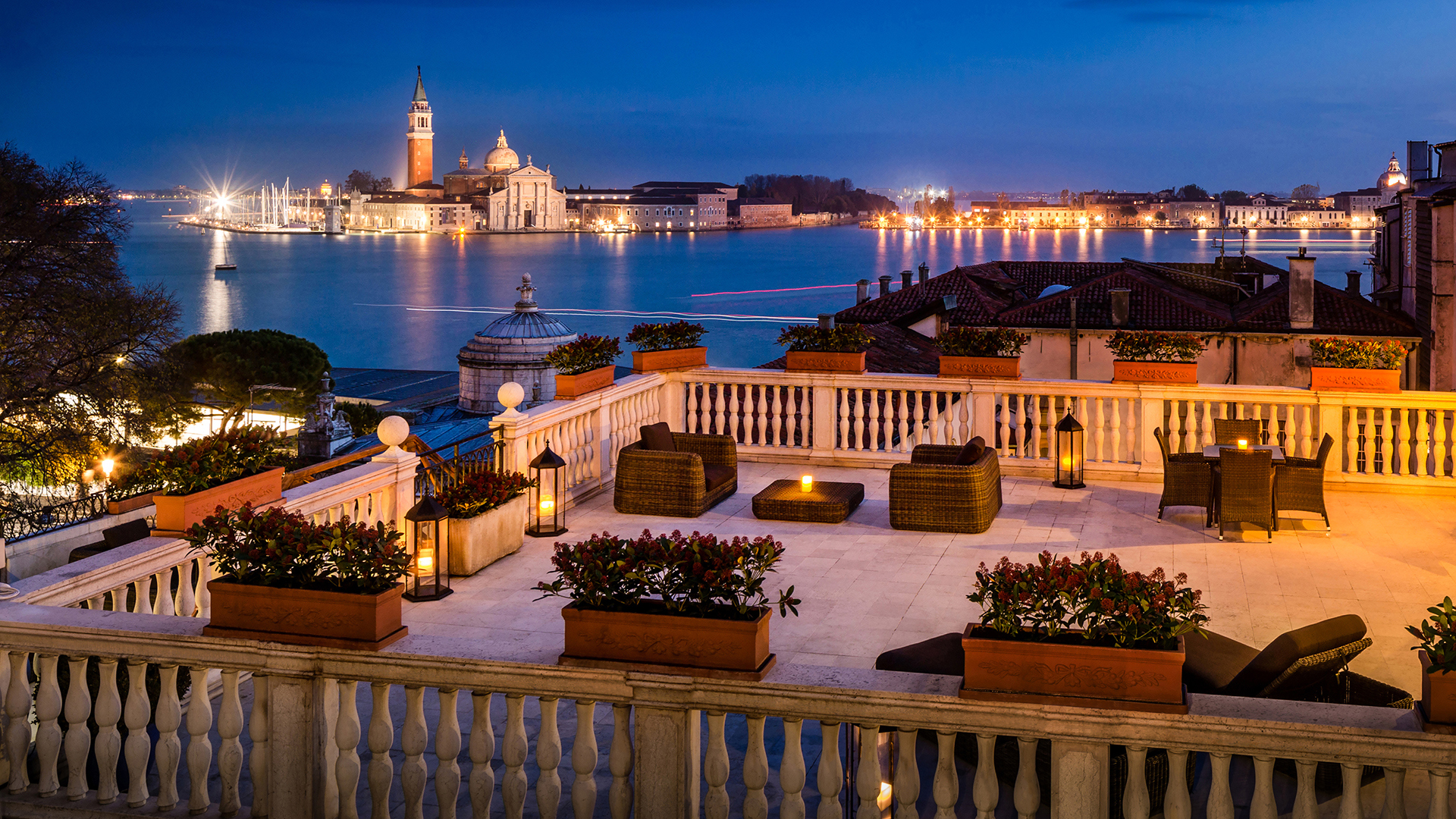 Europe & North Africa, Italy, Venice, Baglioni Hotel Luna, Giorgio Terrace Night