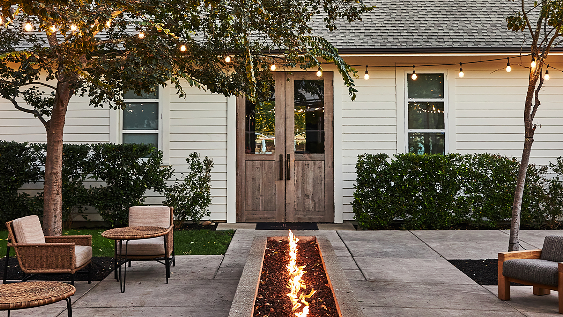 North America, USA, California, Solage Resorts Auberge Collection, Exterior Details by the Fire 