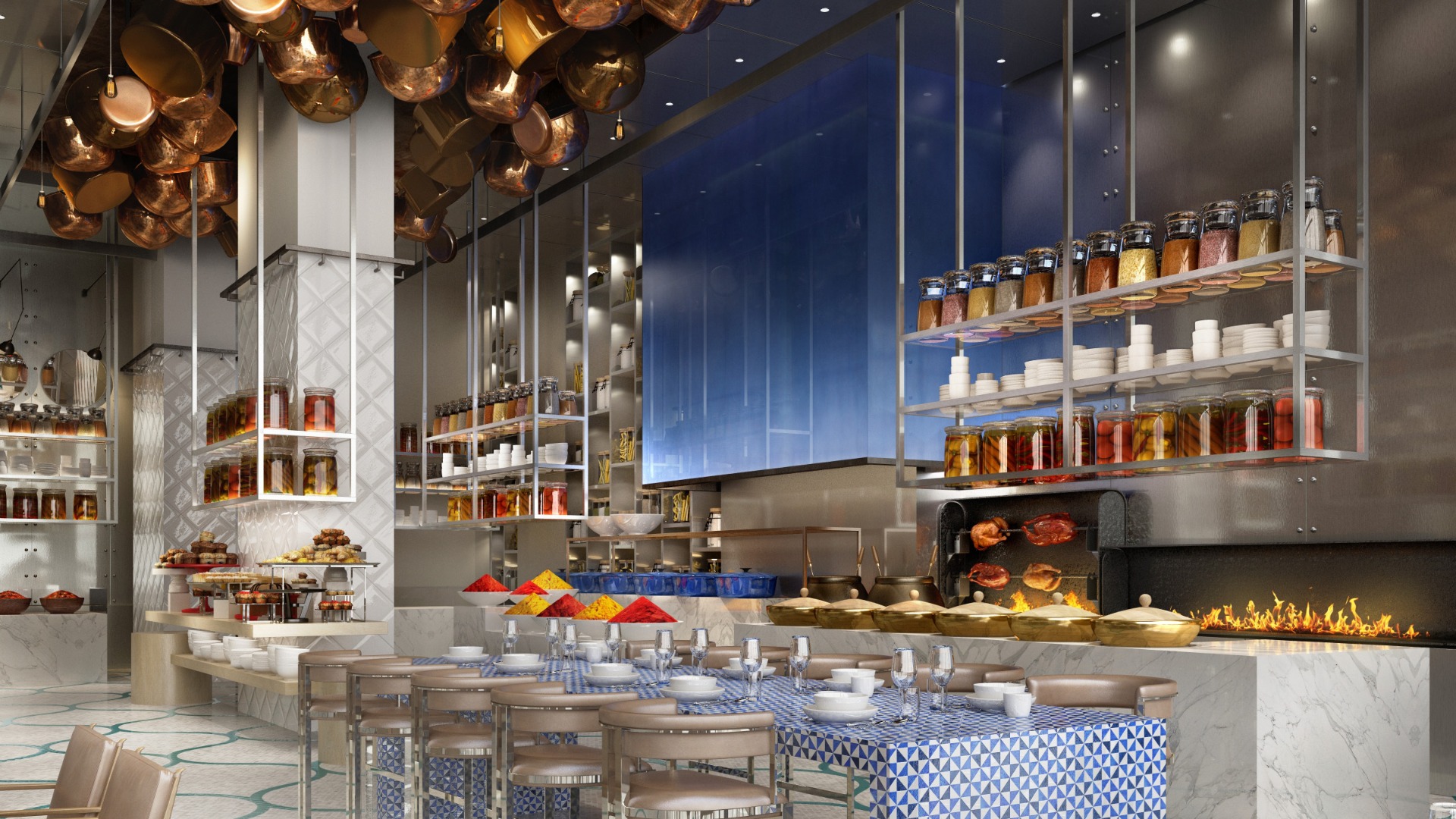 Arabia, Dubai, Atlantis The Royal, Gastronomy buffet restaurant, ottoman food