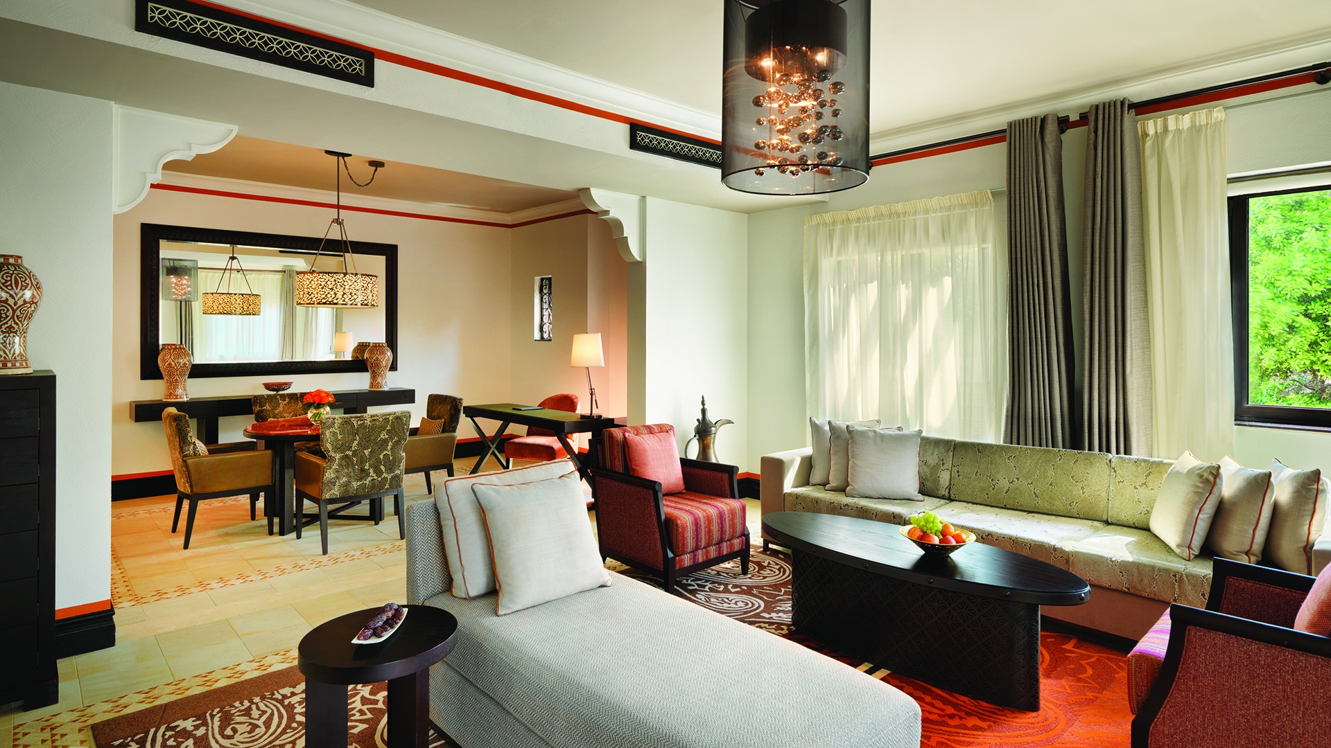 Indian Ocean, Arab Emirates, Dubai, Jumeirah Dar Al Masyaf, Deluxe Suite living room