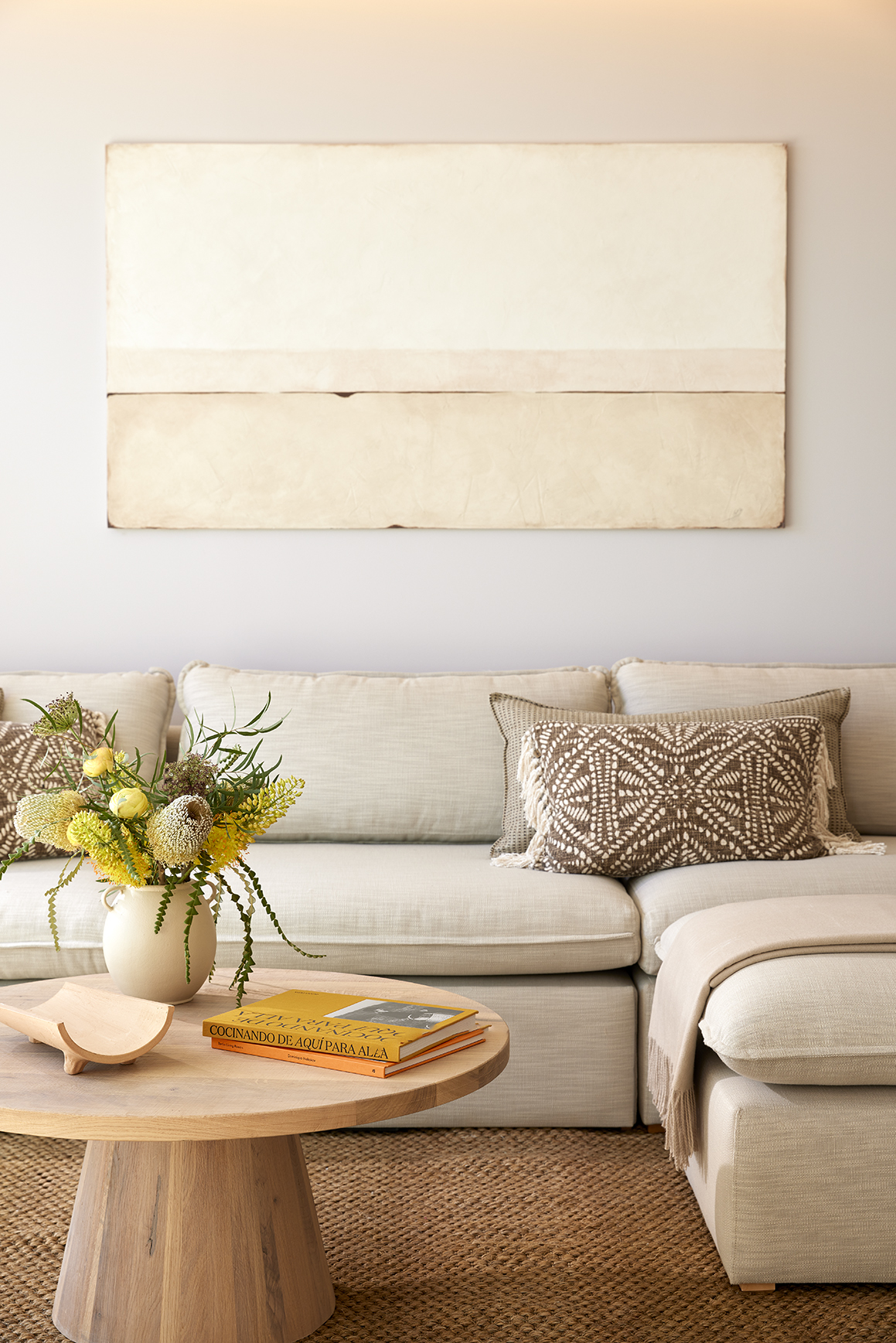 Europe, Spain, Mallorca, Ikos Porto Petro, deluxe one bedroom living room sofa and coffee table details